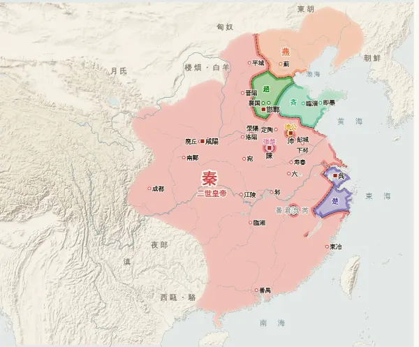 楚漢〜前漢初の勢力図(前209年)