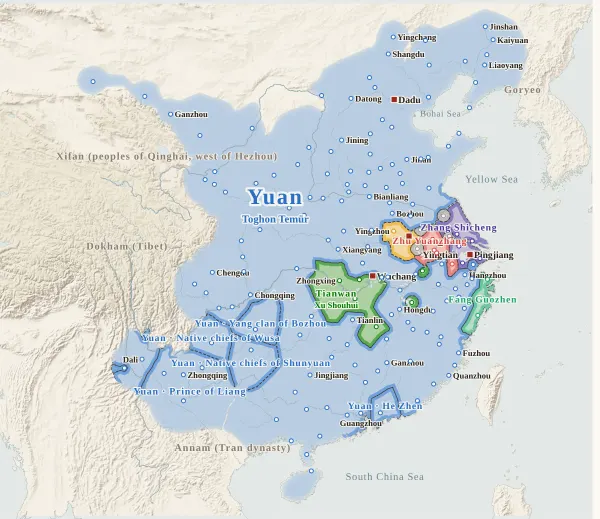 Map of the Fall of the Yuan, 1356 (Zhu Yuanzhang takes Jiqing)