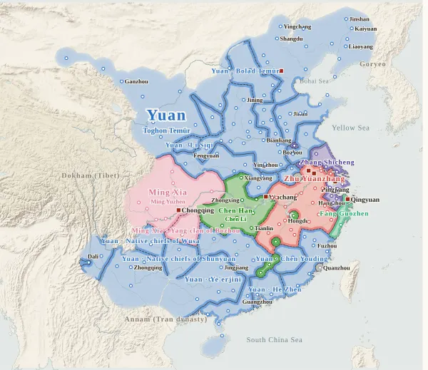 Map of the Fall of the Yuan, 1363 (Battle of Lake Poyang)