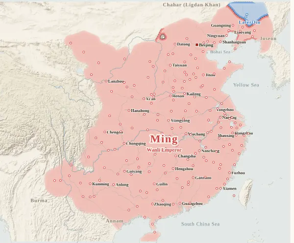 Map of the Ming–Qing Transition, 1619 (Battle of Sarhu)