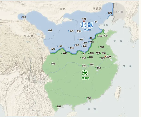 南北朝の勢力図（464年）
