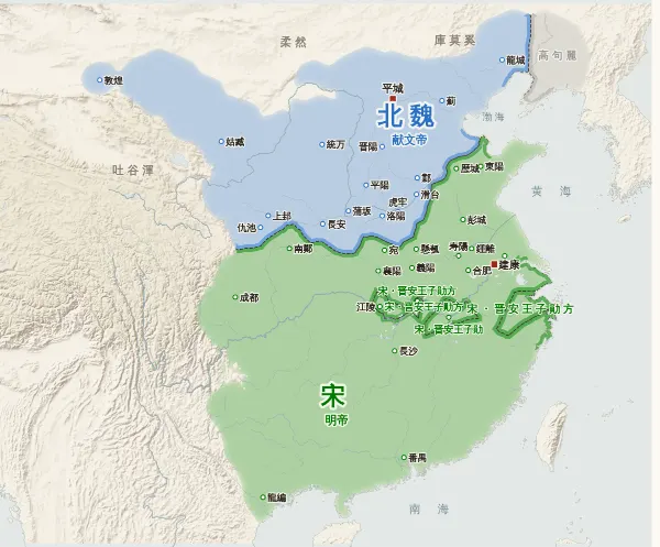 南北朝の勢力図（465年）