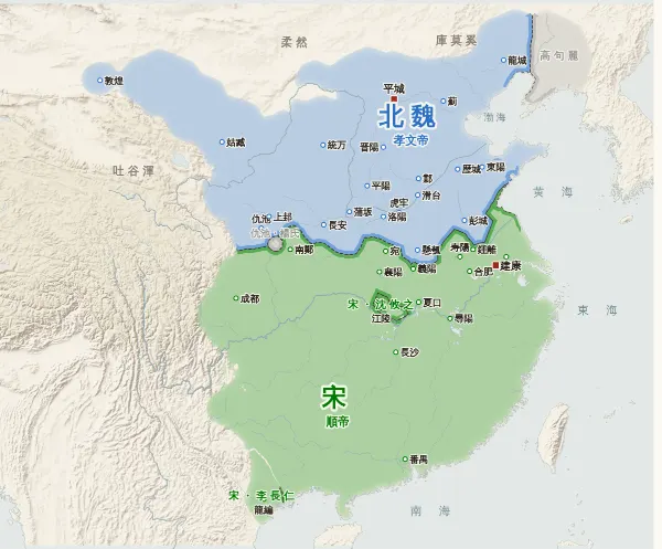 南北朝の勢力図（477年）