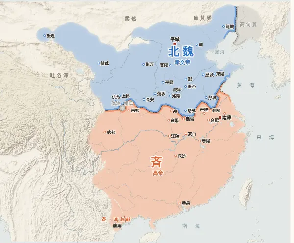 南北朝の勢力図（479年）