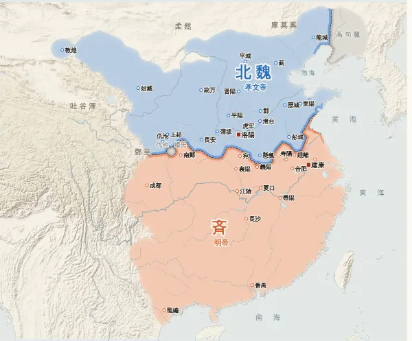 南北朝の勢力図（494年）