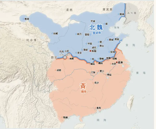 南北朝の勢力図(499年)