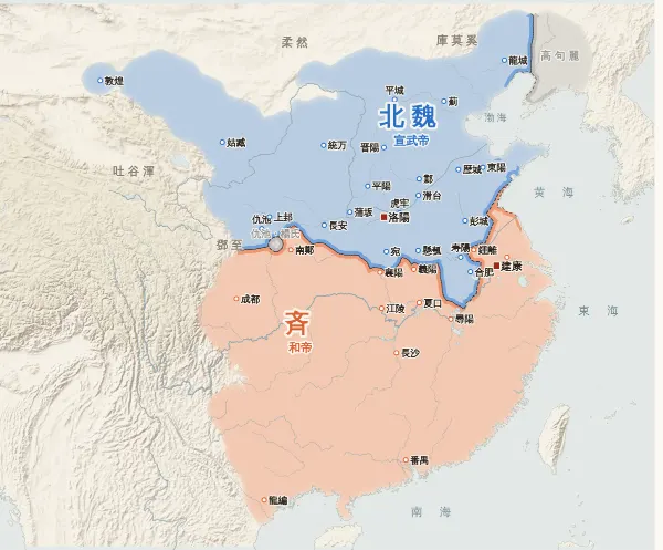 南北朝の勢力図(501年)