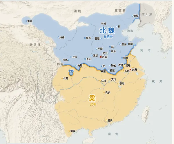 南北朝の勢力図（515年）