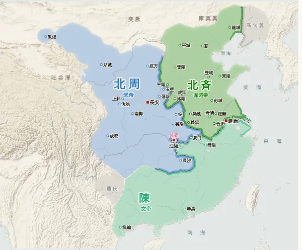 南北朝の勢力図（560年）