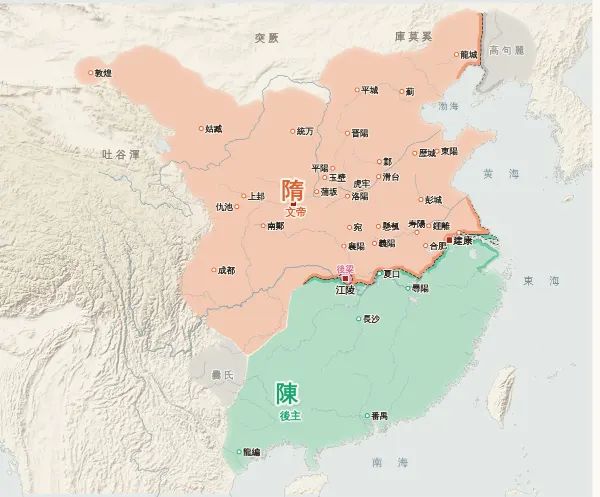 南北朝の勢力図（585年）