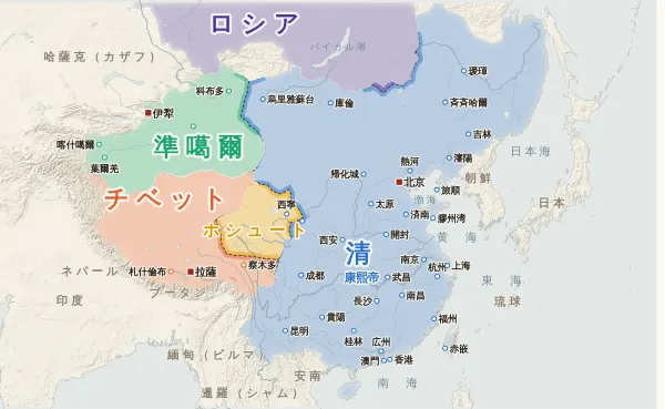 清の勢力図・1691年(ドロン・ノールの会盟)