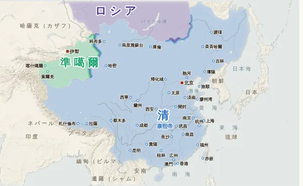 清の勢力図・1720年(清軍がラサに入る)