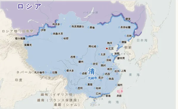 清の勢力図・1898年(列強の租借地)