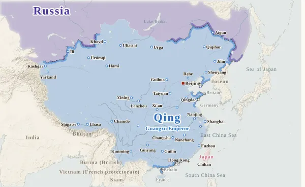 Map of the Qing Dynasty, 1898 (Leased territories of the foreign powers)