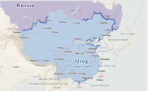 Map of the Qing Dynasty, 1900 (The Eight-Nation Alliance enters Beijing)