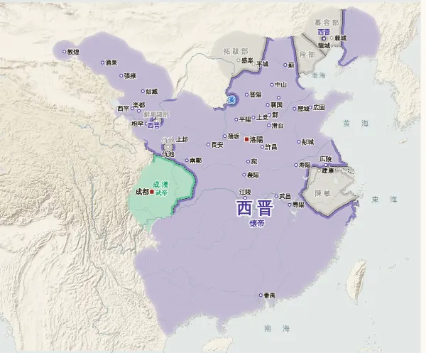 五胡十六国の勢力図（306年）