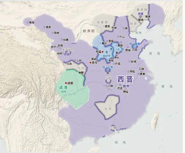 五胡十六国の勢力図(313年)