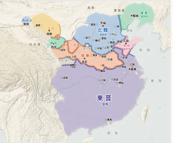 五胡十六国の勢力図（400年）