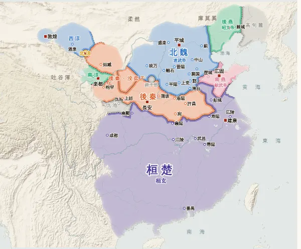 五胡十六国の勢力図（403年）