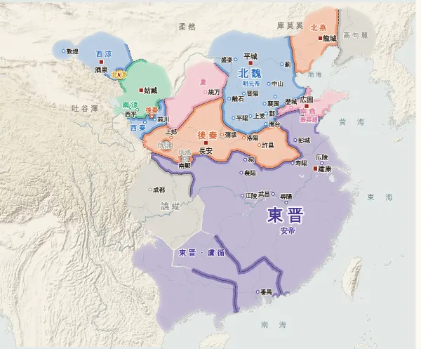 五胡十六国の勢力図（409年）