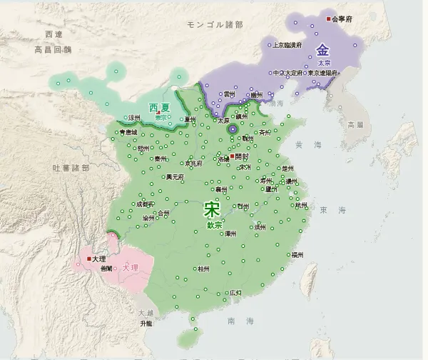 宋・遼・金・西夏の勢力図・1125年(金が遼を滅ぼす)