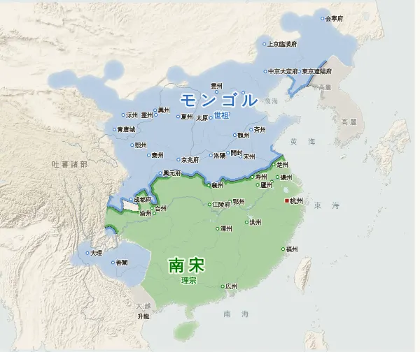 宋・遼・金・西夏の勢力図(1260年)
