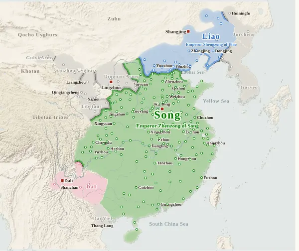 Map of Song, Liao, Jin and Western Xia, 1004 (Treaty of Chanyuan)
