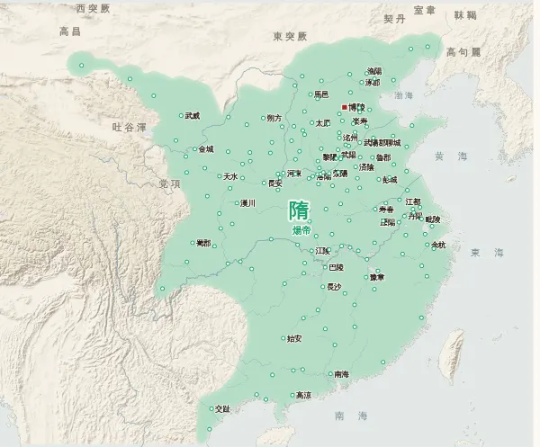 隋末唐初の勢力図・613年（楊玄感の挙兵）