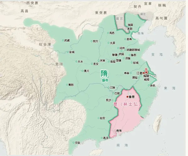 隋末唐初の勢力図(616年)