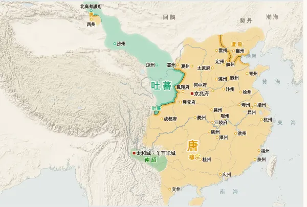 唐の勢力図（820年）