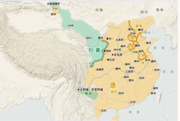 唐の勢力図（824年）