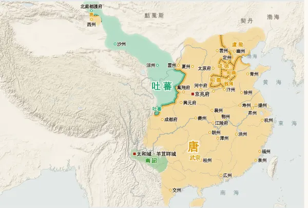 唐の勢力図（840年）