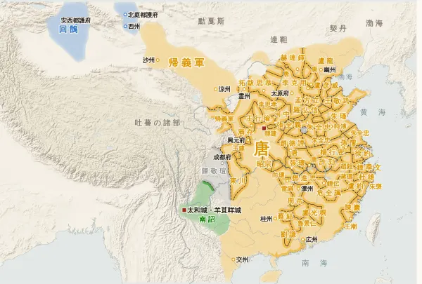 唐の勢力図(888年)
