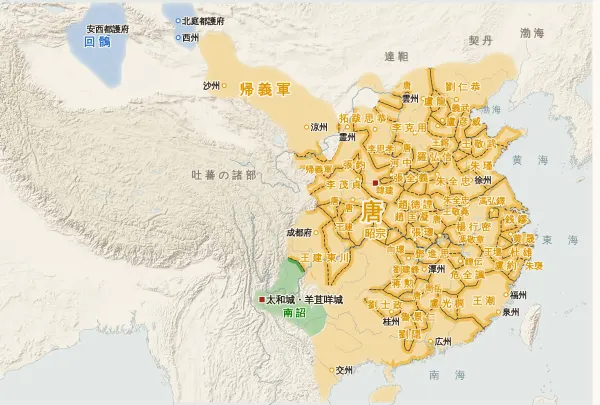 唐の勢力図・895年（李克用が王行瑜を討つ）