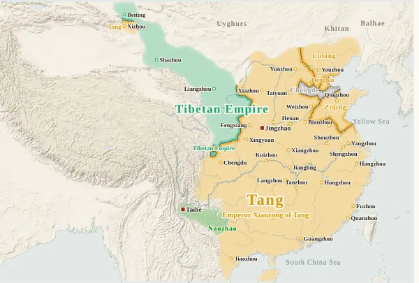 Map of the Tang Dynasty, 817 (Huaixi brought to heel)