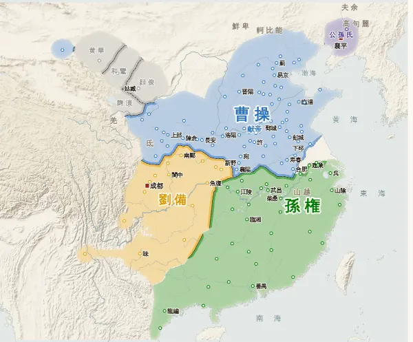 三国の勢力図・219年(関羽が荊州を失う)