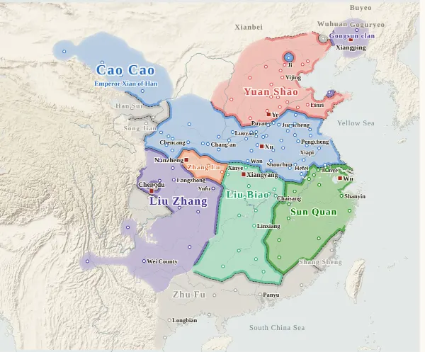 Map of the Three Kingdoms, 200 (Battle of Guandu)