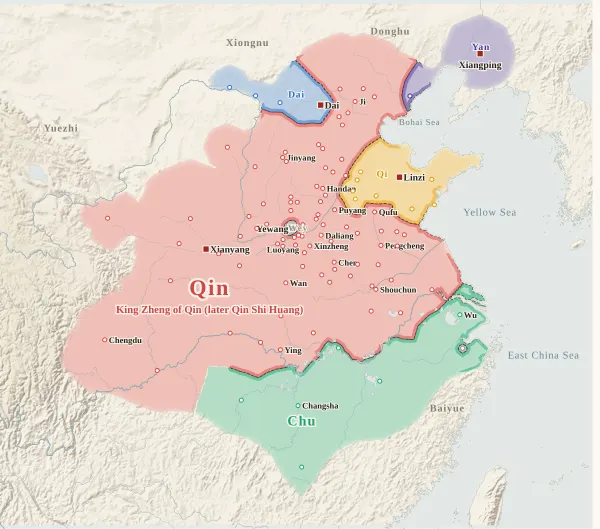 Map of the Warring States, 223 BC (Chu falls)