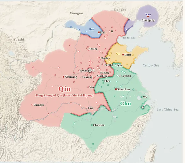 Map of the Warring States, 225 BC (Wei falls)